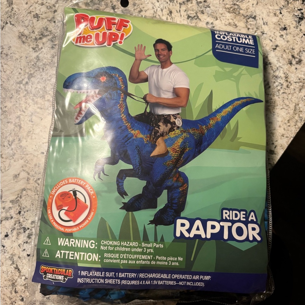 Inflatable Raptor Costume - Blue